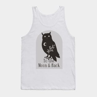 To The Moon and Back Folk Art Owl Hearts and Stars Tank Top